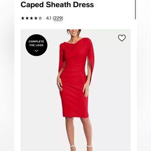 Betsy & Adam Size 4 Red Cape Sheath Dress